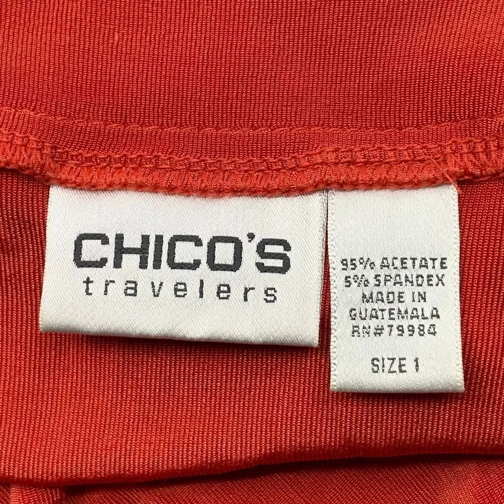 Chico's Travelers Womens 3/4 Sleeve Open Front Cardigan Slinky Red Size 1 Medium